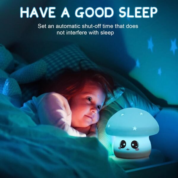 Night Light for Kids,Mushroom 7 Colors Dimmable Mushroom Lamp Rechargeable Cute Lamp - Image 2